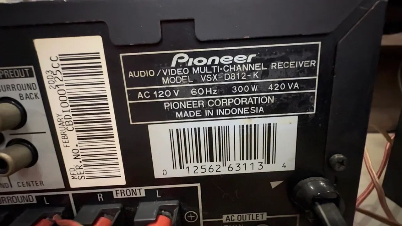 Receiver Pioneer VSX-D812  6.1 canal  - Foto 4