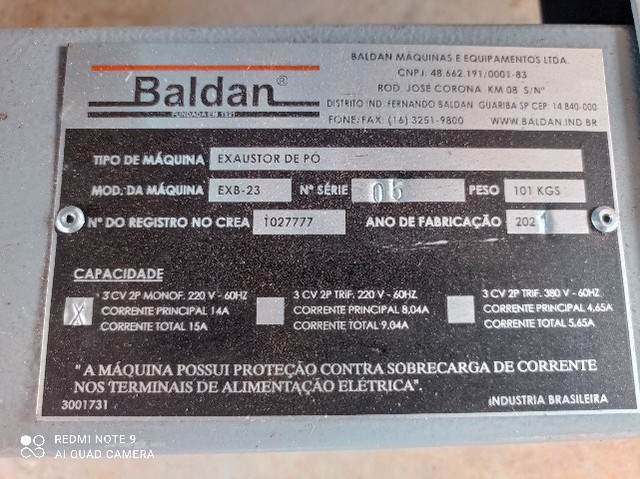 Coletor De Pó Monofásico 200 Litros 3cv - Baldan-exb-23-m - Foto 3