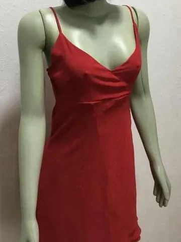 Vestido Casual Tamanho P Curto Vermelho Tomate Bom Estado - Foto 4