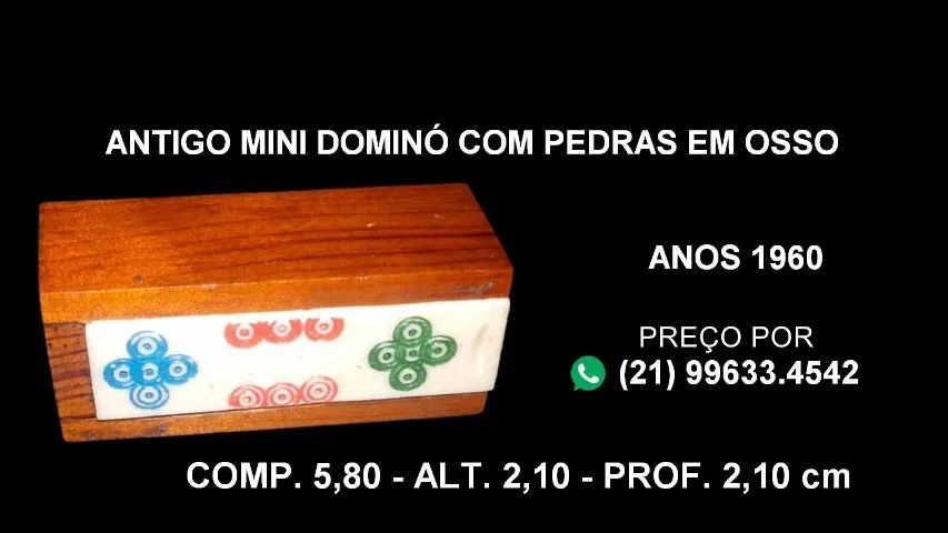 Antigo mini Dominó com pedras em osso. - Foto 3