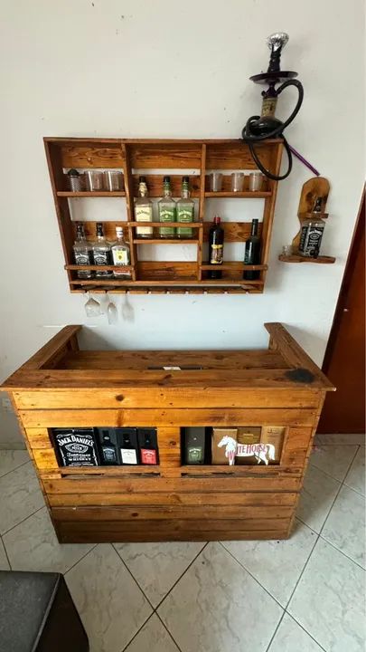 Estante de madeira rústica para bebidas - Foto 3