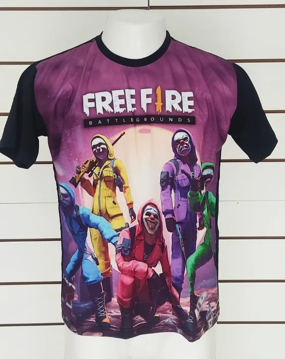 camiseta preta game free fire algodao unisex