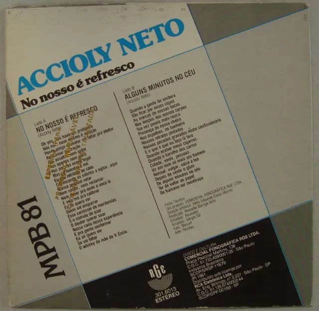 Accioly Neto 1981 No Nosso É Refresco, Vinil Compacto 7 Polegadas - Foto 2