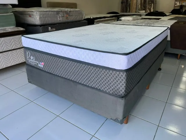 Cama Box Casal Molas Ensacadas Espuma D50 Marca Gazin Suporte Alta, Nova!