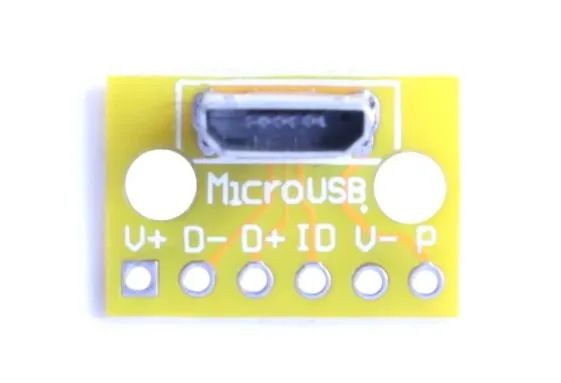 Conector Micro Usb 180 Graus Vertical 2.0 Fêmea 2.54mm Pcb Adaptador Breakout COD-AM447  - Foto 2