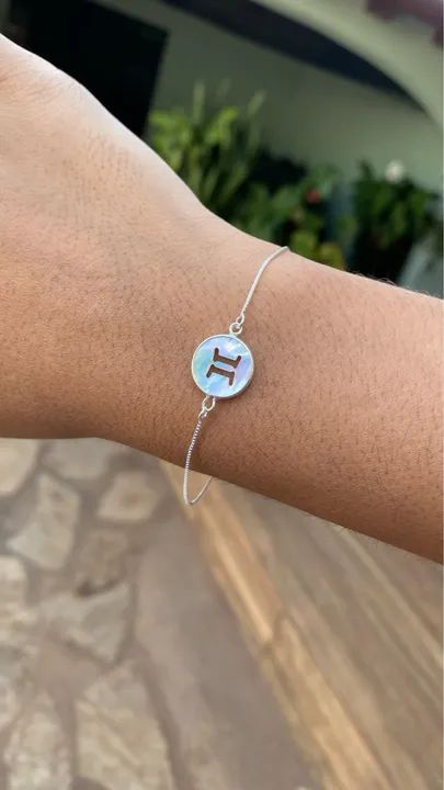 Pulseira de prata e madrepérola de signos - Foto 4