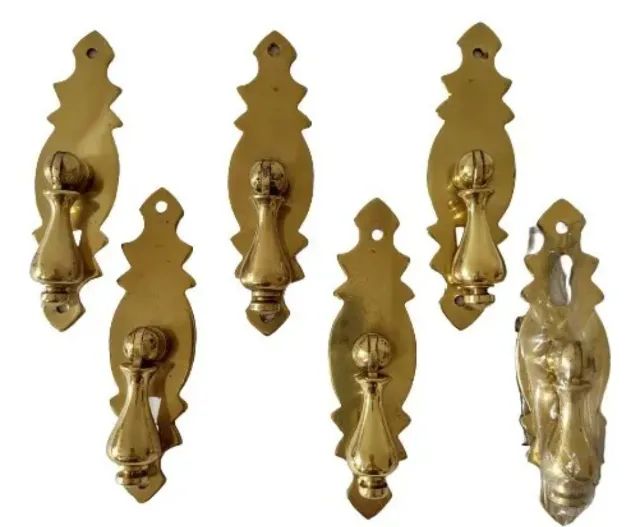 6 Puxadores Dourado Sobrepor Com Abertura Para Chave