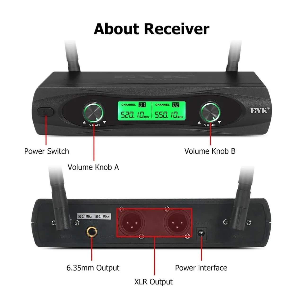 Microfone Sem Fio Duplo 2 bastões UHF - Foto 2