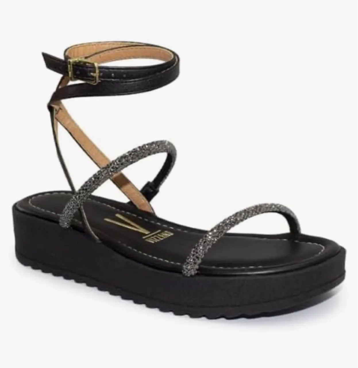 Sandália Plataforma Feminina Strass Vizzano - Nova