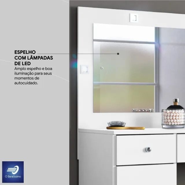 Penteadeira Camarim com Led e 3 Gavetas - Foto 2