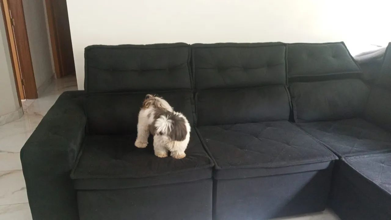 Sofá Modular Preto de Canto