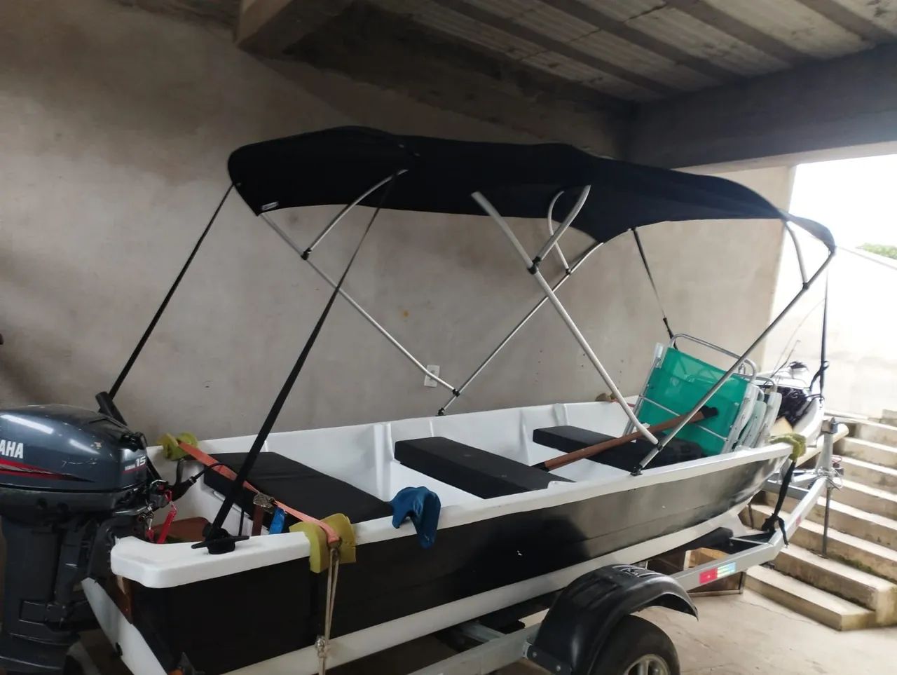 Barco 2024 de fibra com cobertura + Motor Yamaha 15 HP + Carretinha emplacada