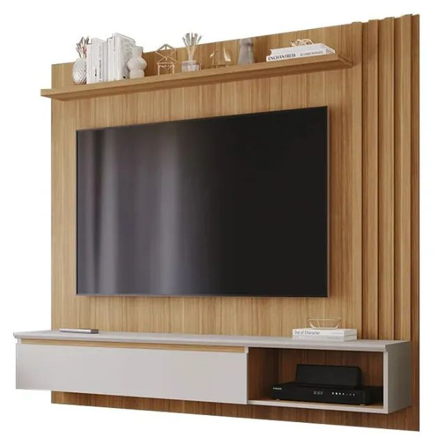 Painel para TV até 60 Polegadas 1 Porta 100% MDF Panamá Plus Permóbili Nature/Off White - Foto 3
