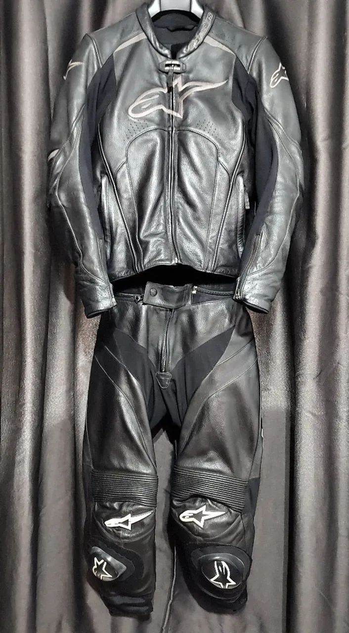 Jaqueta Alpinestars Jaqueta De Couro Motoqueiro Usada Jaqueta
