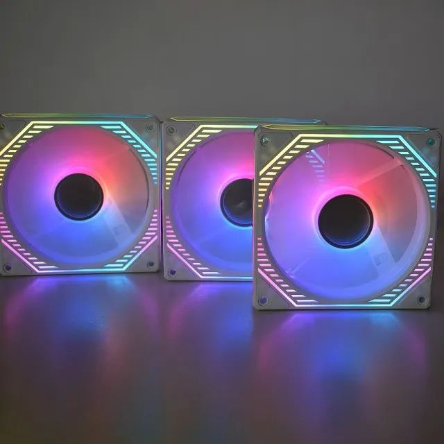 KIT 3 Fans Branco Infinity 3D ARGB + Controle e Controladora AAUW *ENTREGA GRÁTIS* - Foto 2