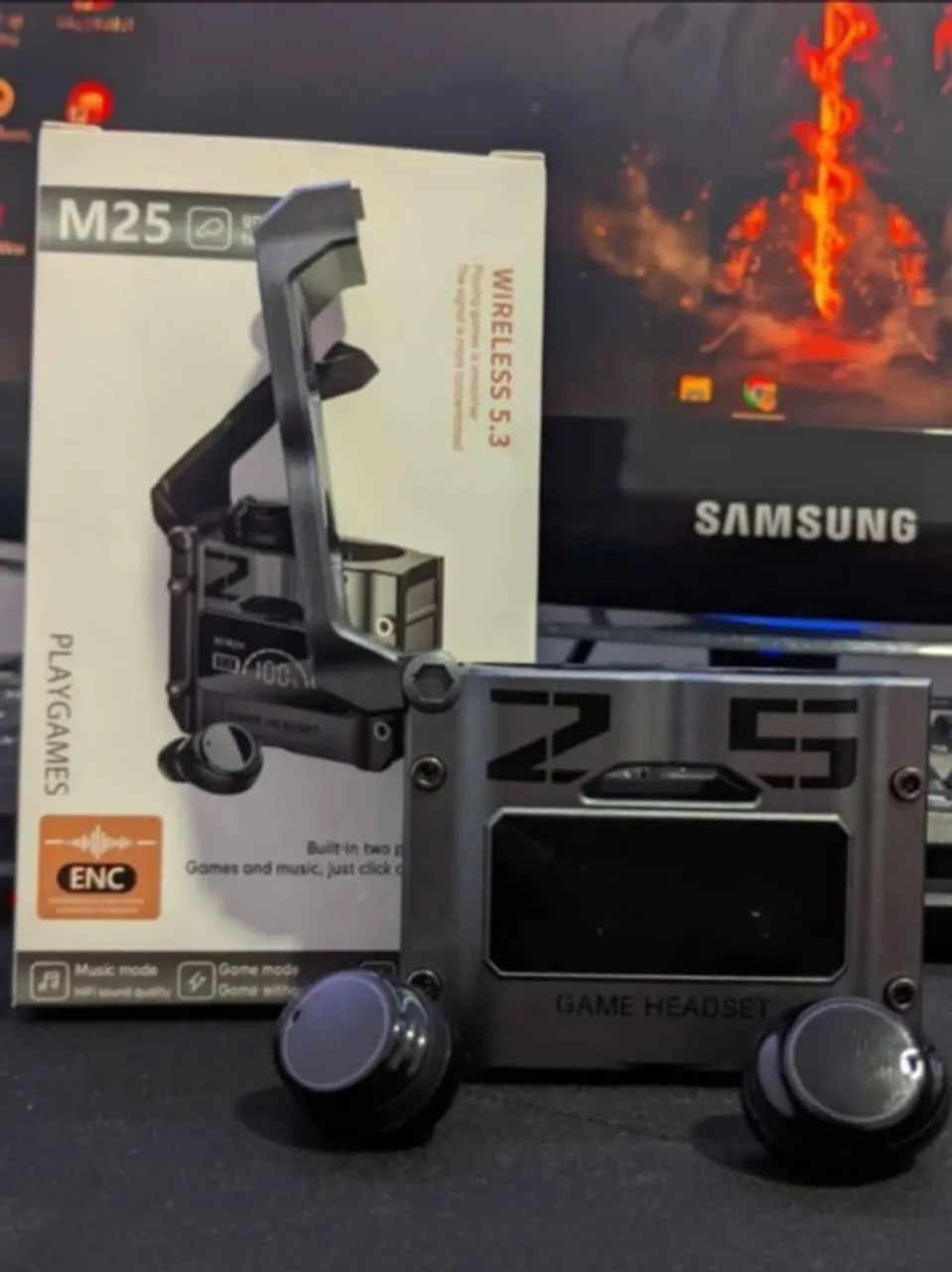 TWS M25 Fone De Ouvido bluetooth 5.3 Sem Fio Resistente a água Stereo Sports Earbuds LED M - Foto 5