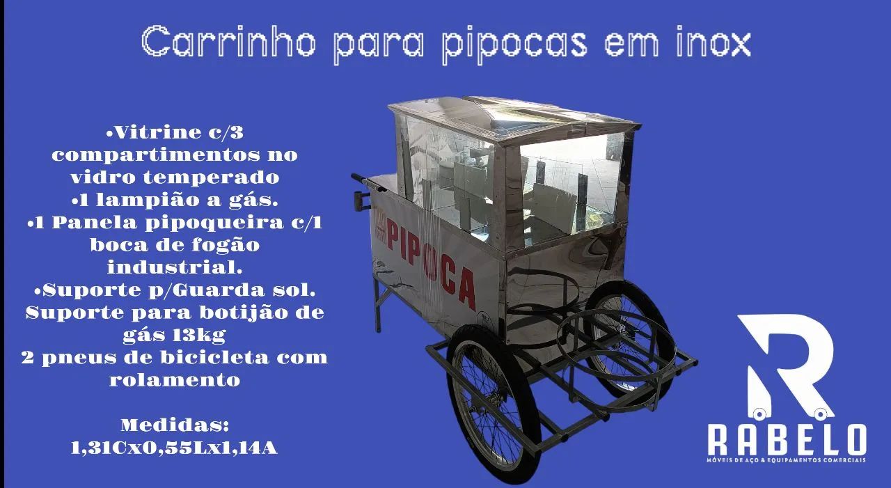 Carrinho para Pipoca em Inox em até 10x sem juros no cartão  - Foto 2