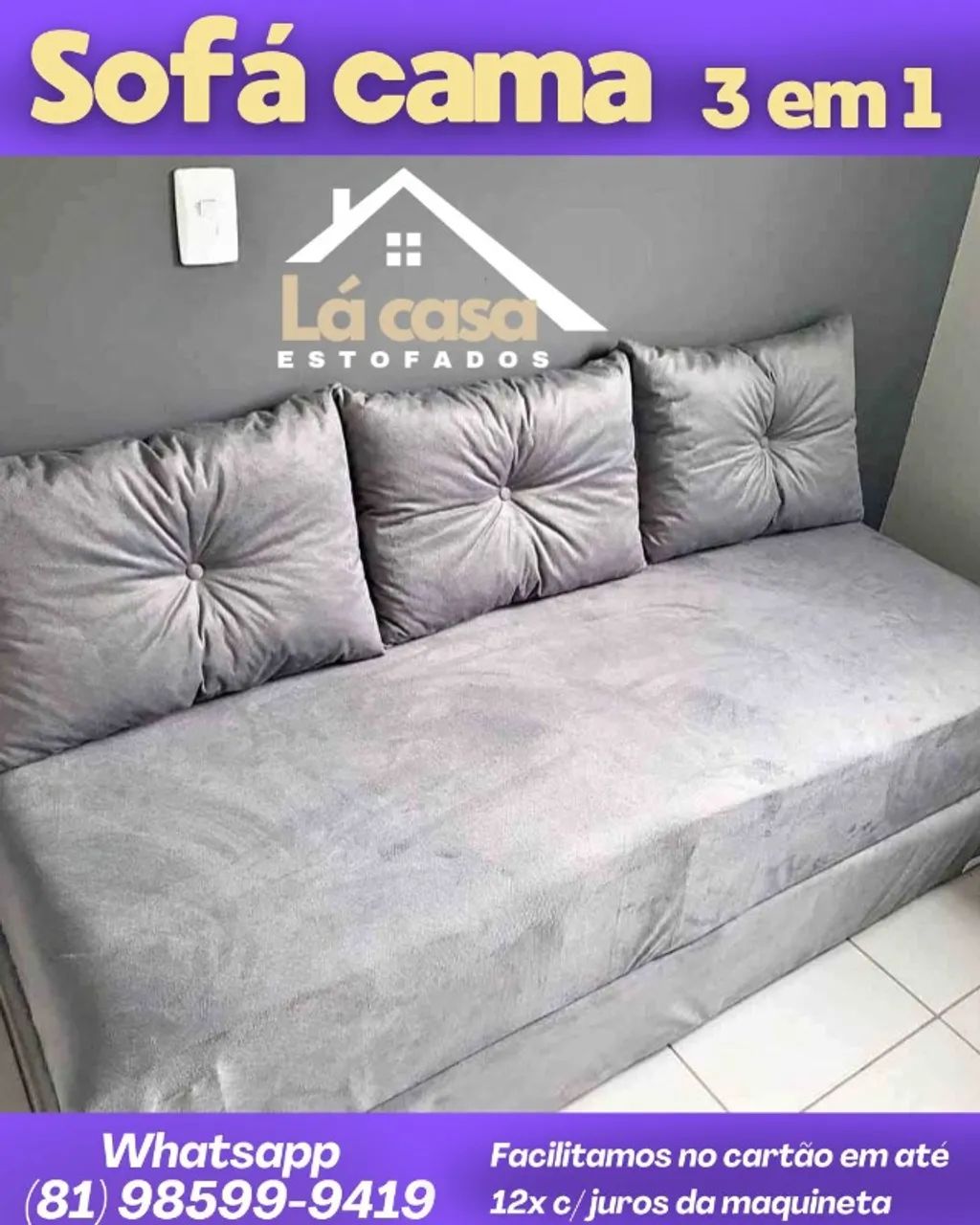 Sofá cama Bicama sofanete - Direto de Fábrica