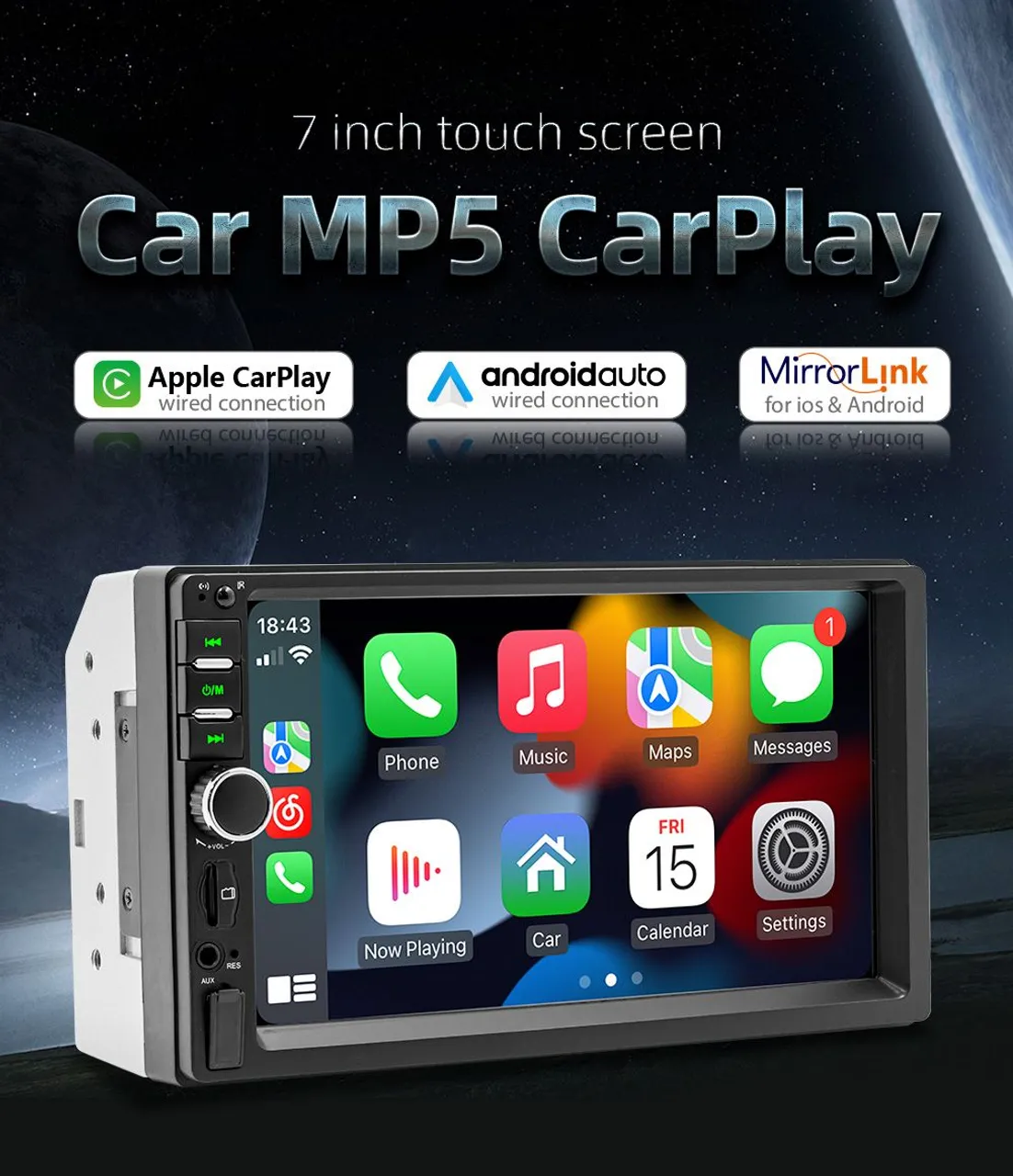 Dvd Central multimídia 7 polegadas CarPlay Android Auto pra carro