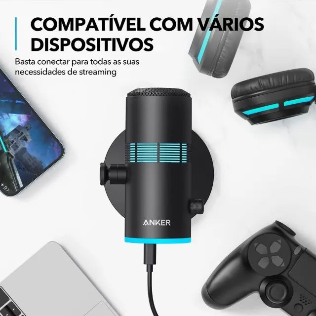 Microfone profissional COndesador ANKER/Discagem Volume/Botão Mute/Rgb/Streaming Pc-Laptop - Foto 4