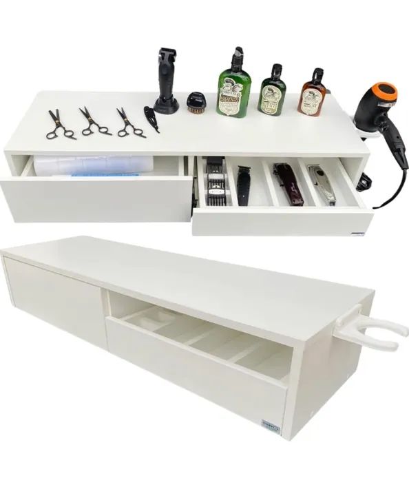 Penteadeira para Barbeiro - Branca com Gavetas