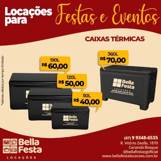 Locamos Caixas Térmicas e Freezer para Festas E eventos