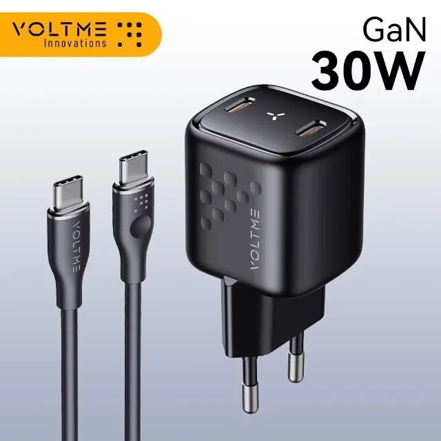 Carregador Voltame  Gan 30w Preto