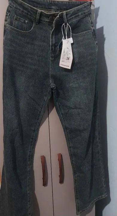 Calça Jeans Preta longa cintura alta - Tamanho M