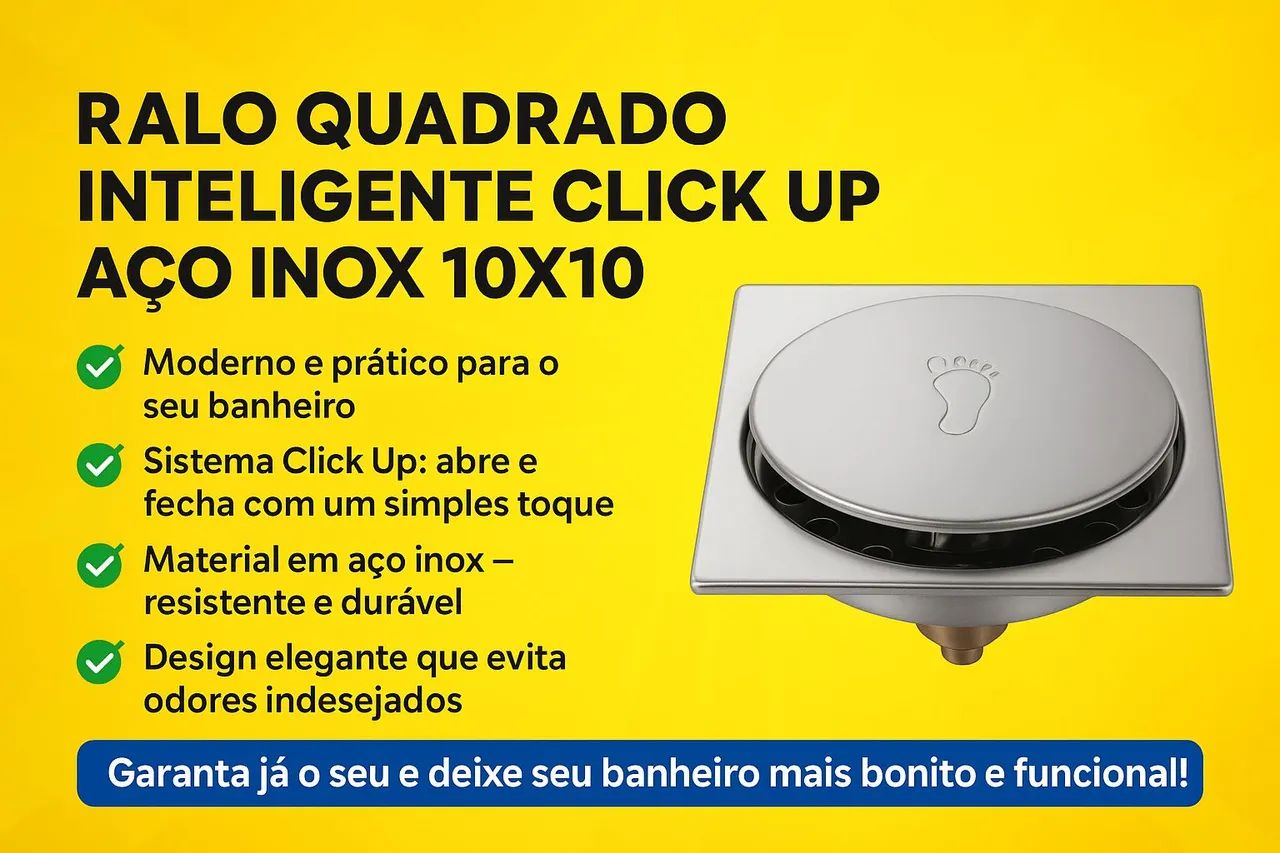 Ralo Quadrado Inteligente Click Up - Aço Inox 10x10 - Foto 5