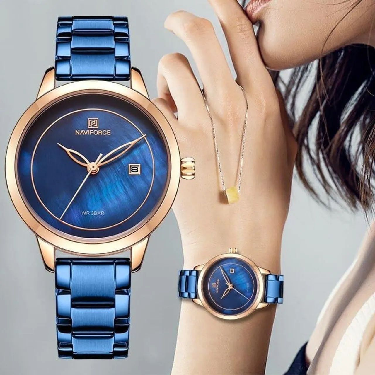 Relógio Feminino Naviforce Azul e Dourado - Foto 2