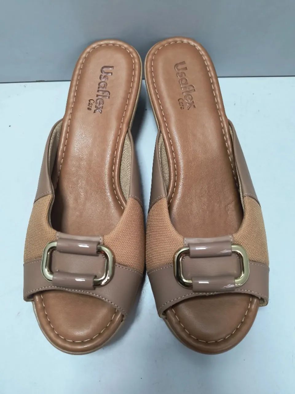 Tamanco Anabela Camel Com Enfeite T 39 - Foto 3