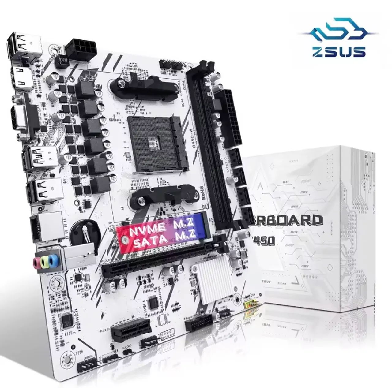 Placa mãe Zsus Am4 Amd B450 Ddr4 M.2 Nvme Branco