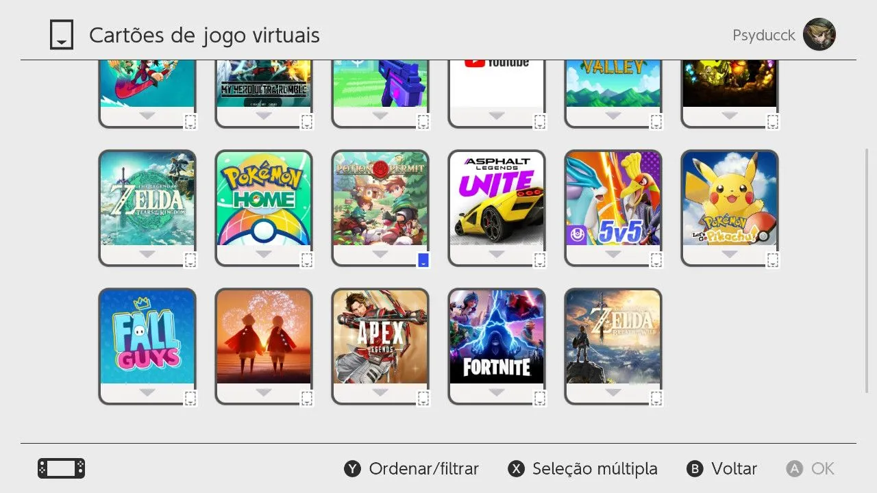 Cartões de Jogo Virtuais para Nintendo Switch