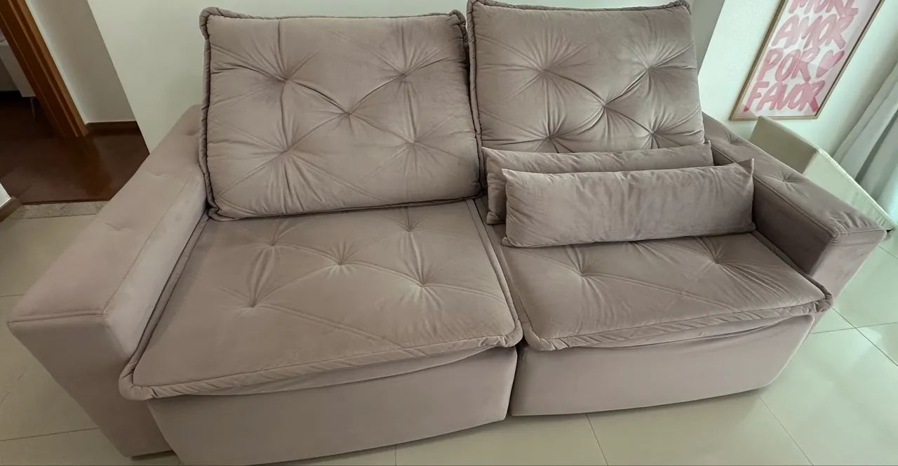 Sofá Retrátil e Reclinável Rosé 2,20m - Muito Conservado - Foto 4
