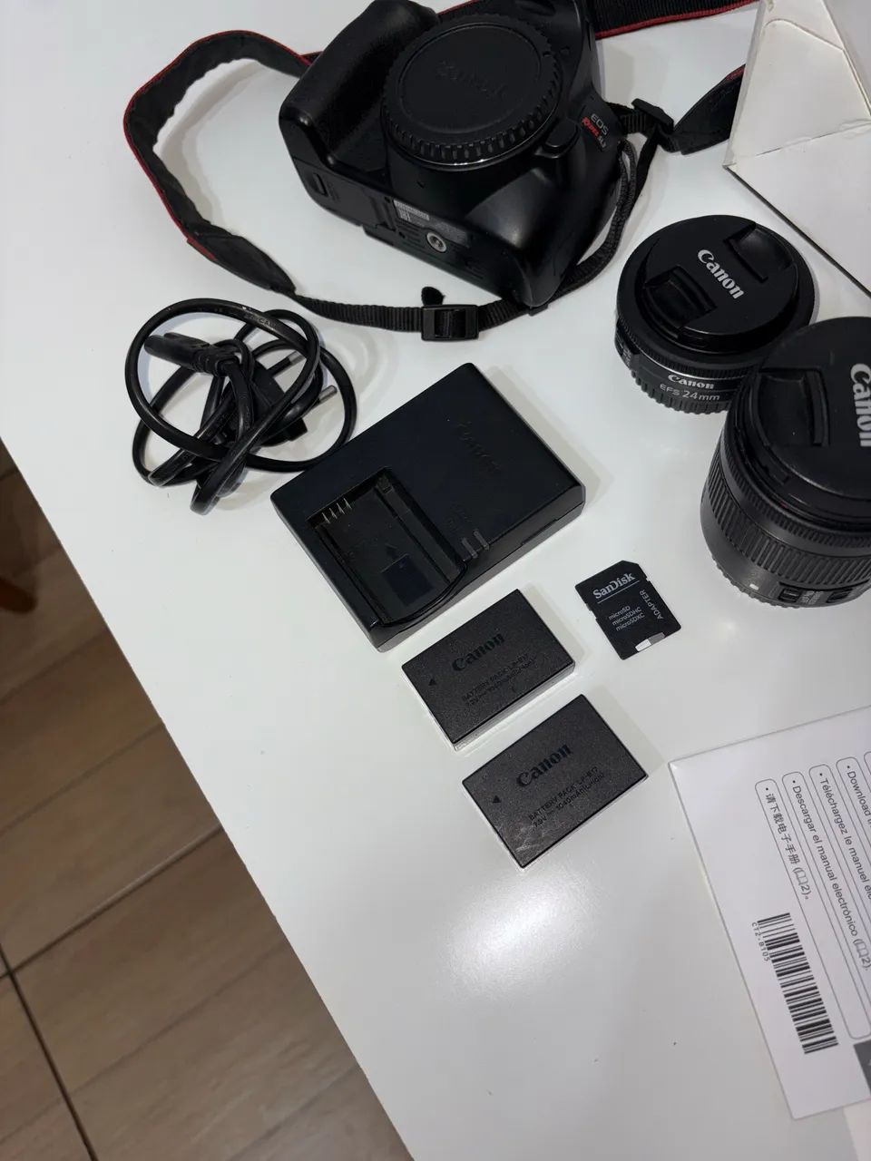 Camera Canon SL3 + lente 24mm f/2.8 + lente do kit 18-55 + acessórios - Foto 6
