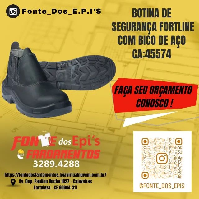 Bota de Couro Preta C/ Bico de Aço Fontline - Fonte dos Epis