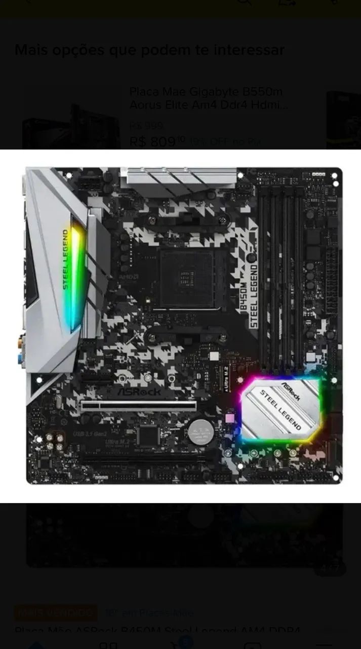 VENDE-SE PLACA MÃE B450M STEEL LEGEND - Foto 2