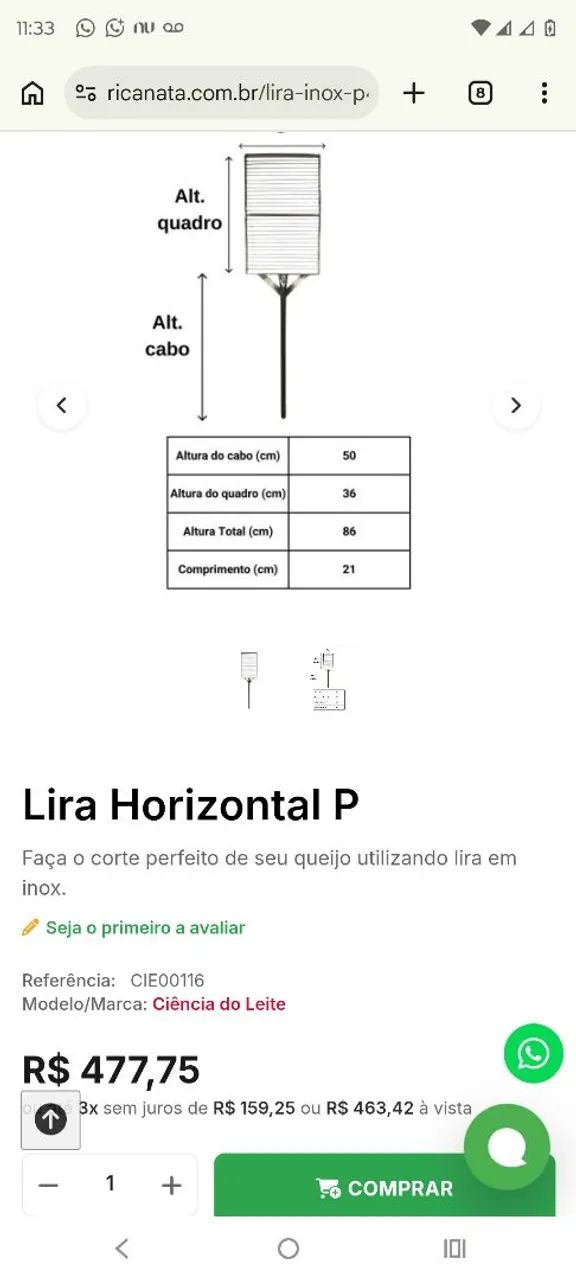 lira , para queijo , qualhada , inox - Foto 3