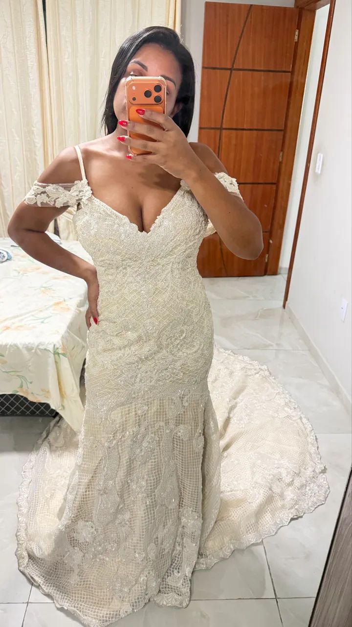 Vestido de noiva de ateliê de alta costura