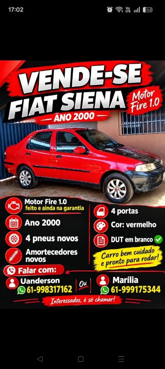 Fiat Siena Siena EX 1.0 mpi Fire 16v 4p 2001
