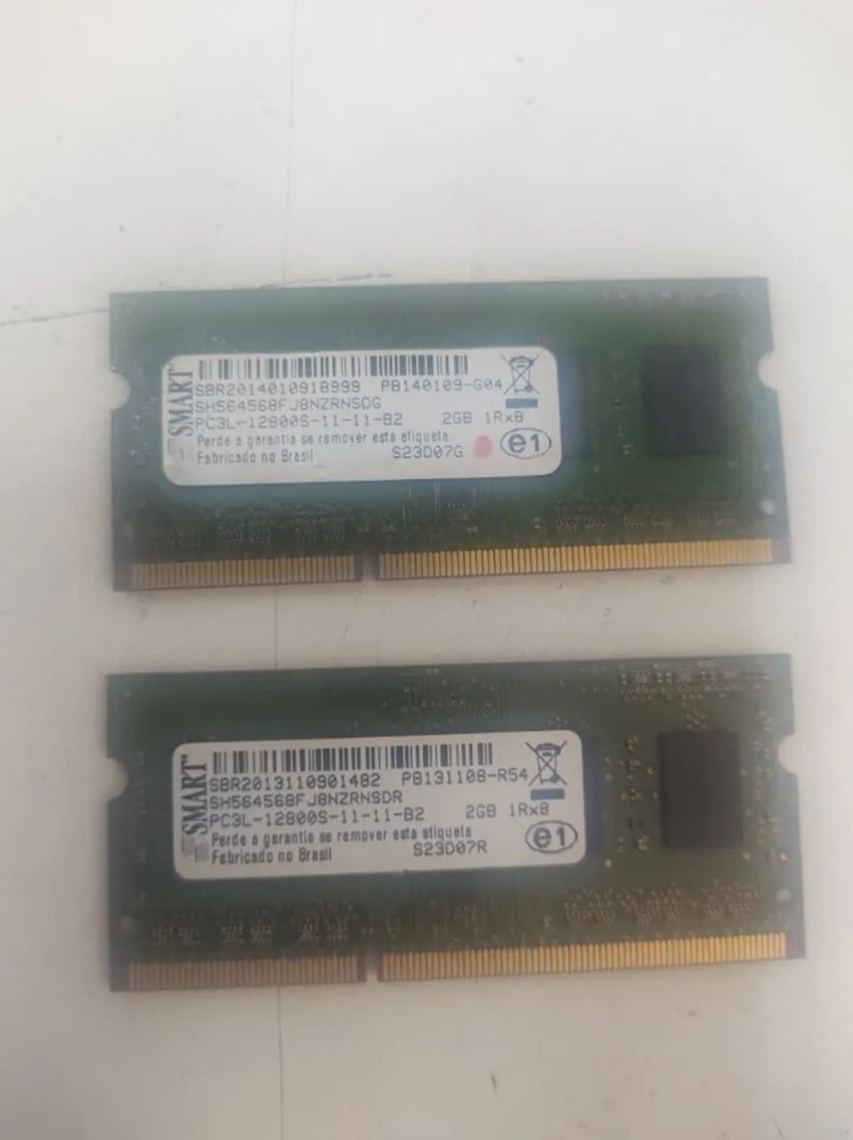 Lote com 2 Memórias Notebook DDR3L 2GB
