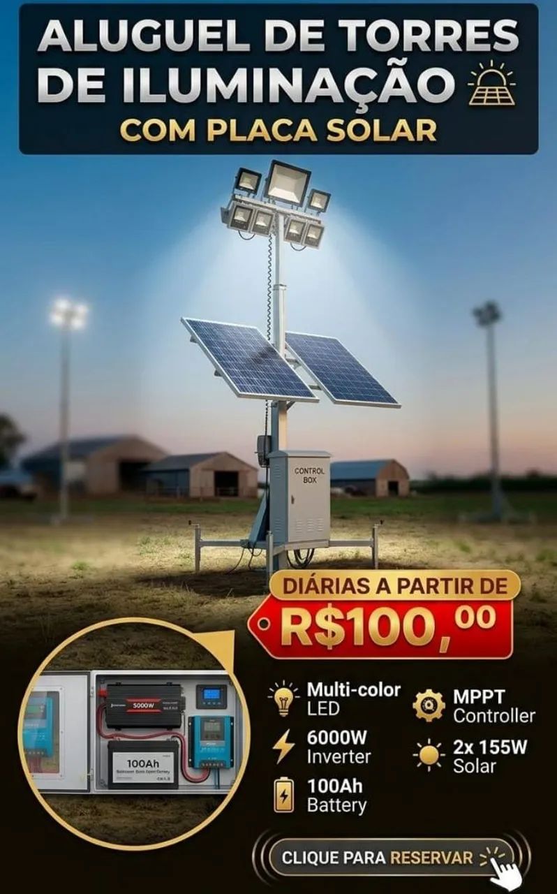 TORRE DE ILUMINAÇÃO POTENTE E CUSTO ZERO DE COMBUSTÍVEL! ?