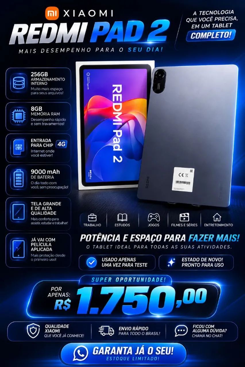 Tablet redmi pad 2 256gb 8 ram - Foto 2