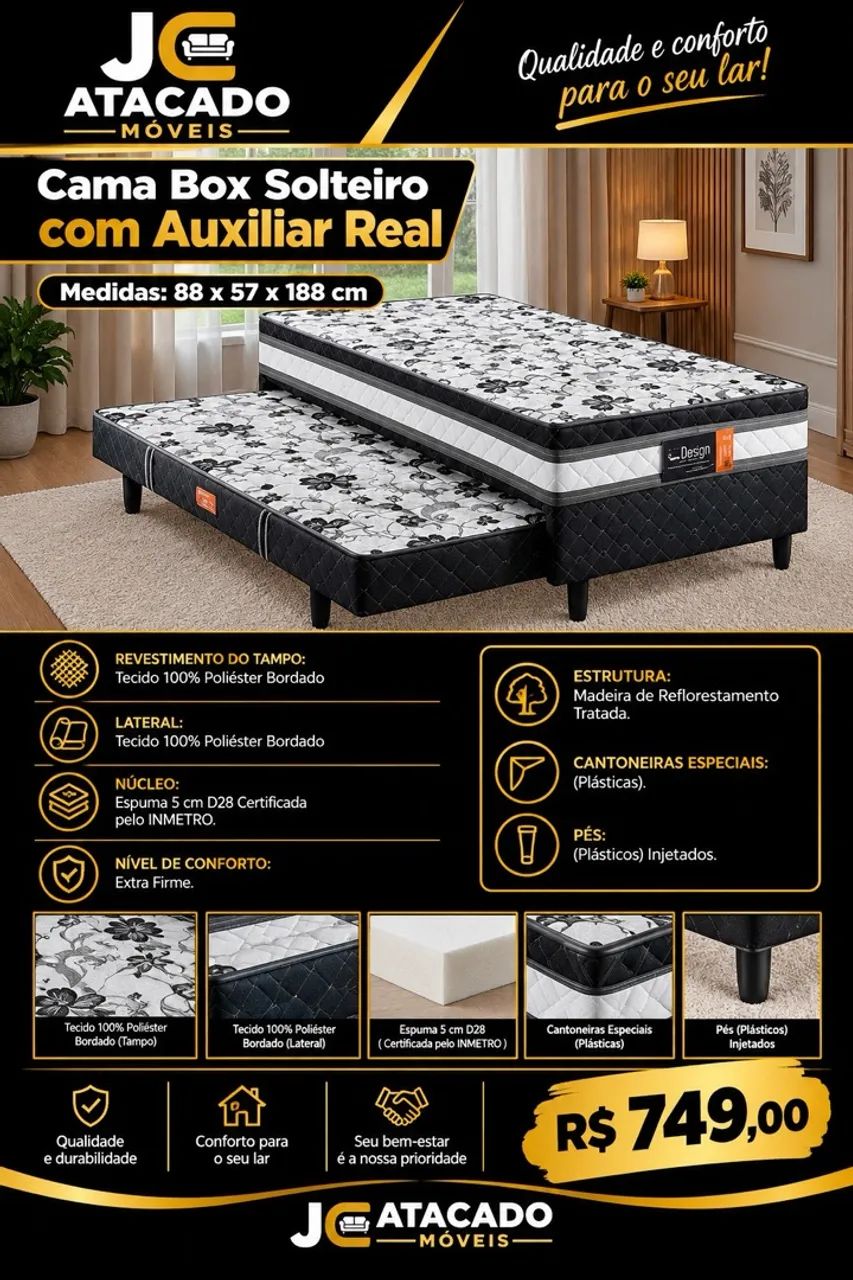 Cama Box Solteiro Real