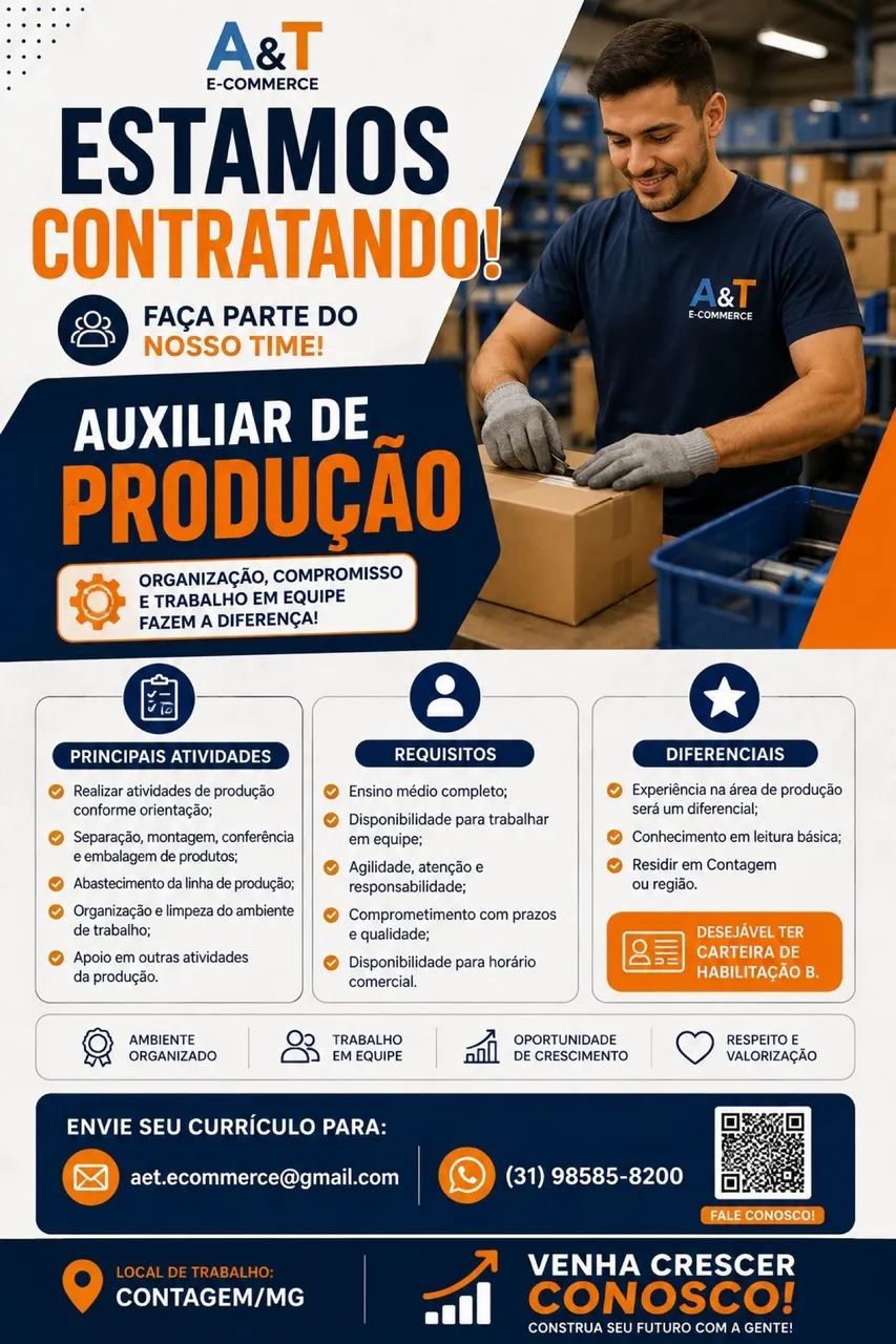 Vaga auxiliar de produção 