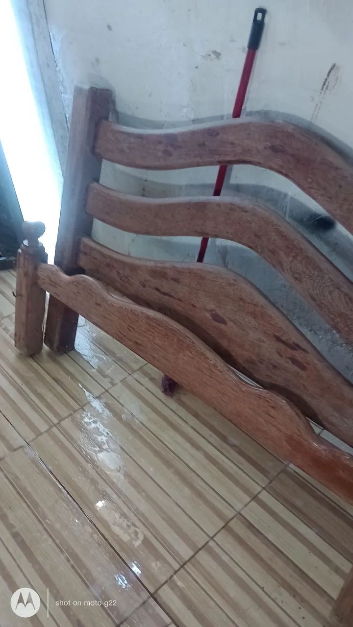 Cama de casal rustica madeira