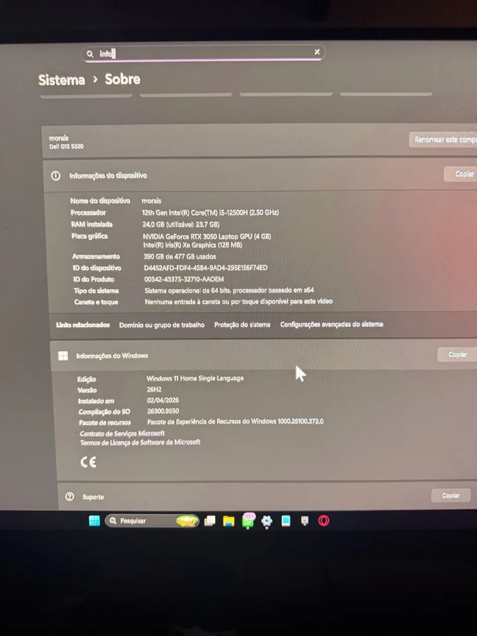 DELL G15 notebook gamer 