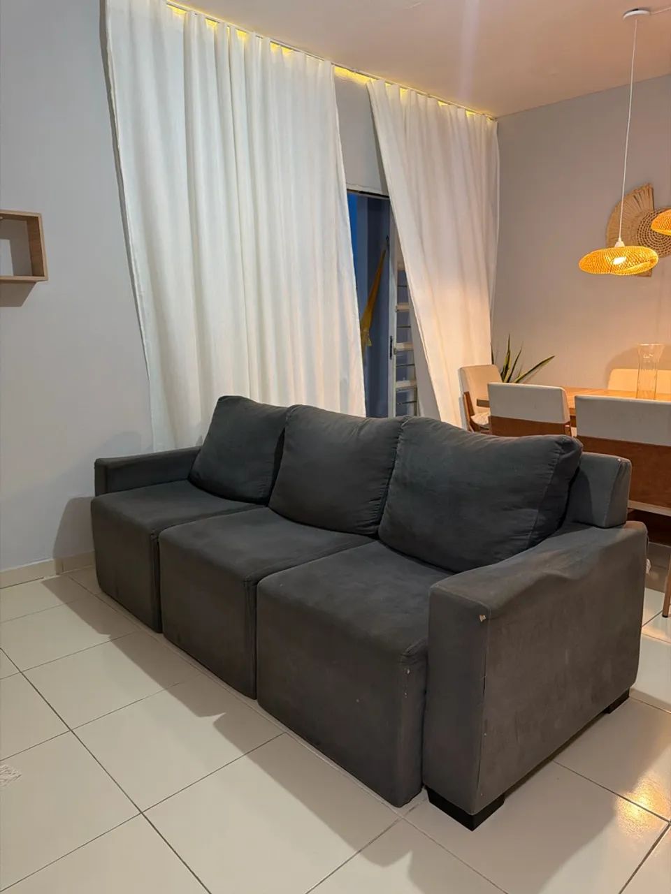 SOFÁ 3 LUGARES CINZA 