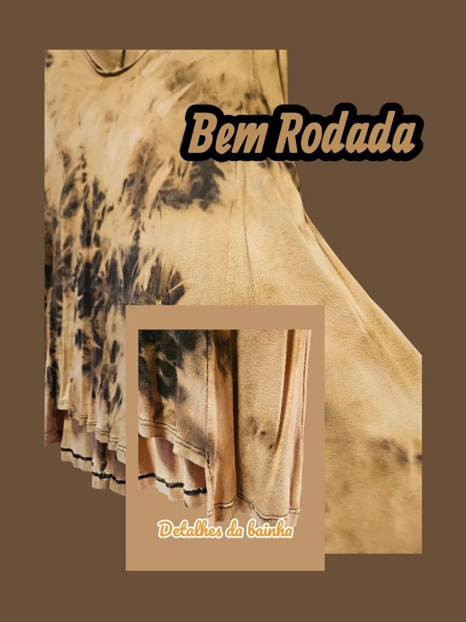 BLUSA MALHA ALGODÃO ELASTANO TIE DYE TONS DE MARROM - Foto 4