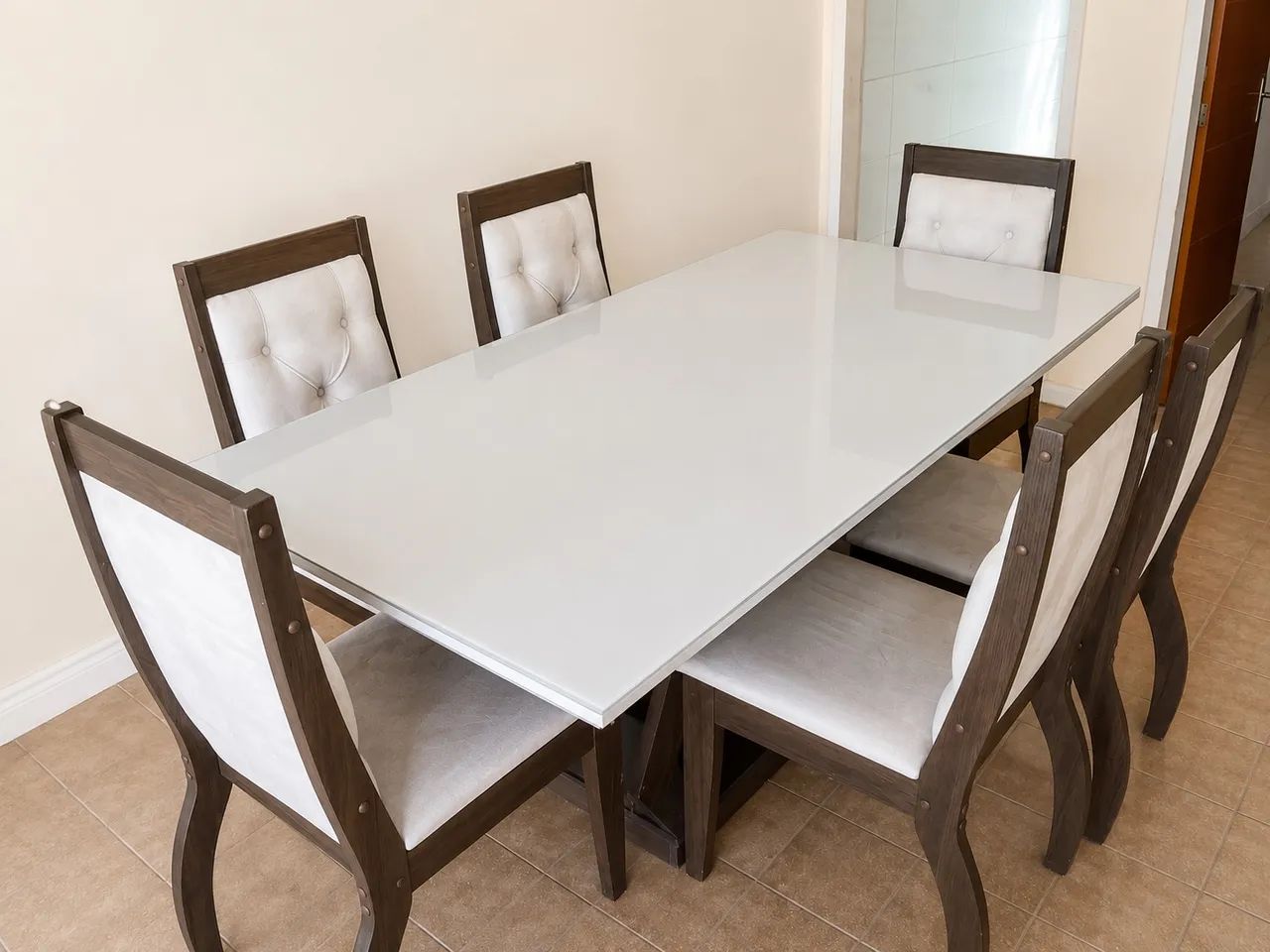 Mesa de Jantar 6 Lugares - Tampo de Vidro - Foto 2